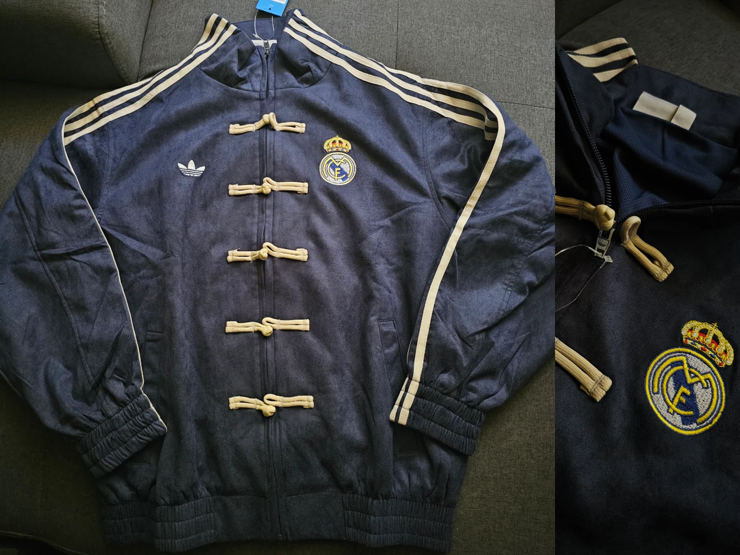 Collage de veste marine répété à sa position d’origine